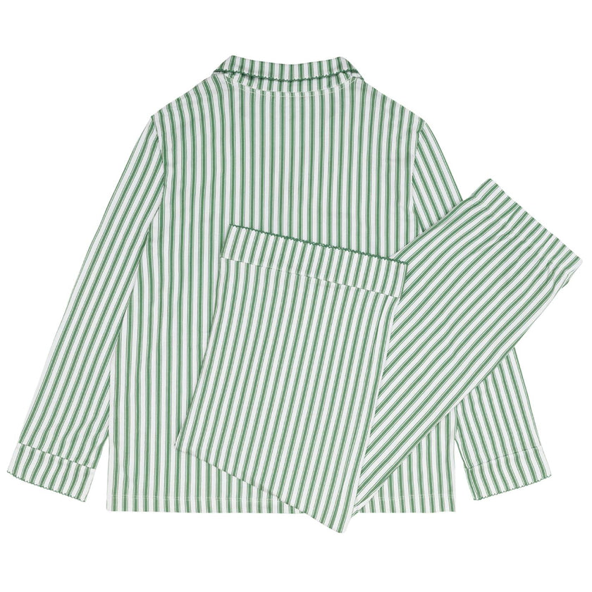 women's boxwood ticking stripe collared pima pajamas set