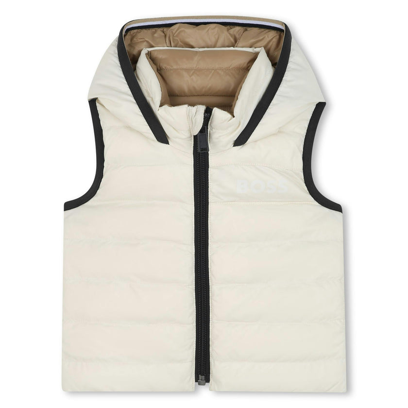Beige Puffer Sleeveless  Jacket