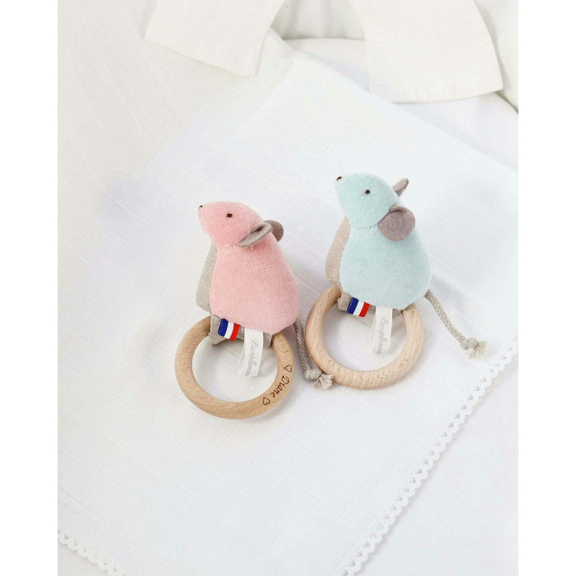 Mouse Ring Rattle - Blue