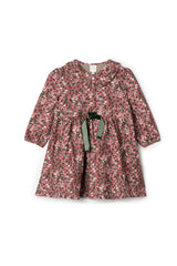 Flower Print Lace Button Front Tie Waist Dress