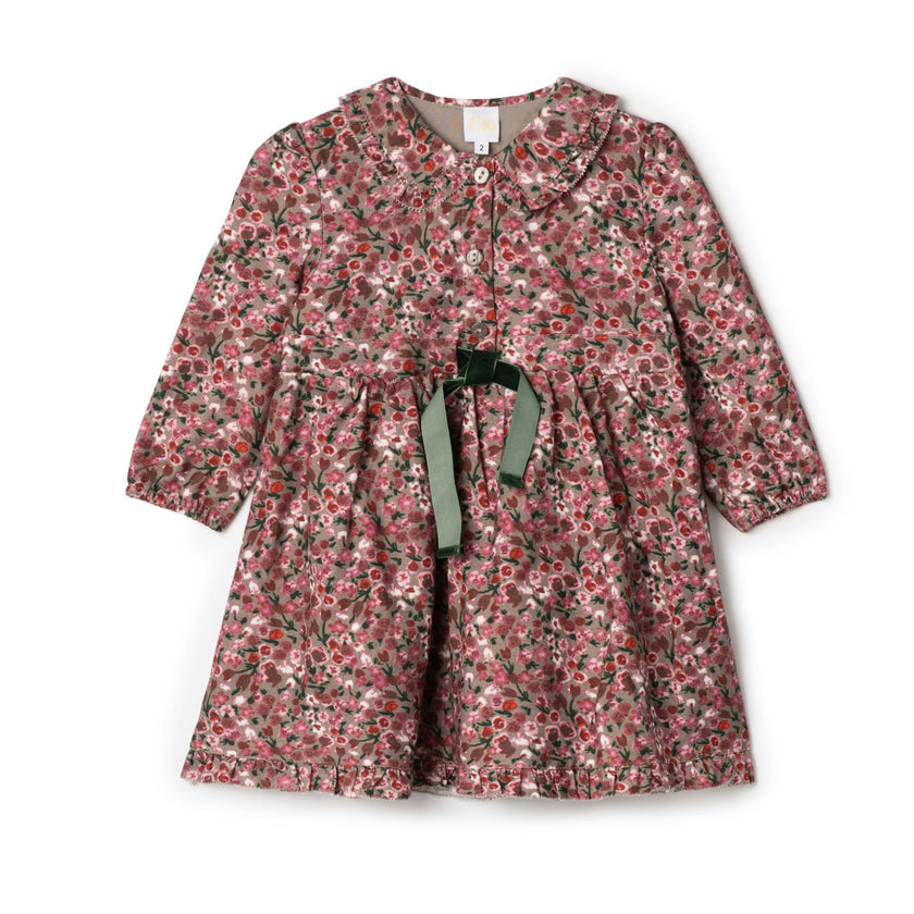 Flower Print Lace Dress Cream