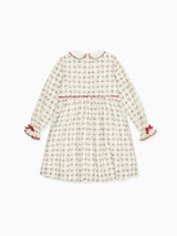 Red Grid Floral Selena Girl Dress