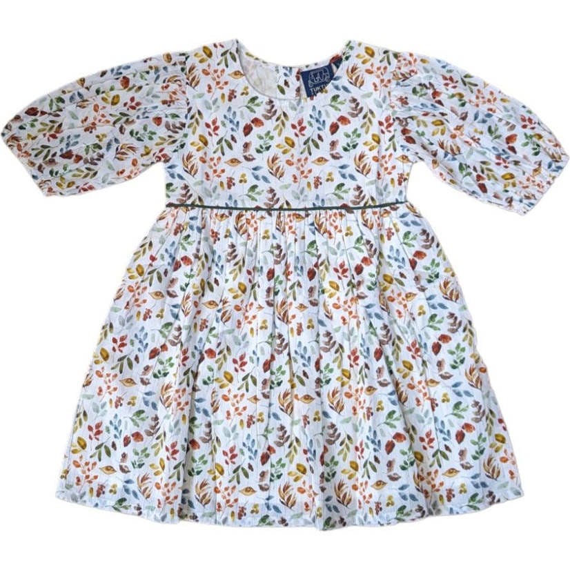 Autumn Leaves Puff Sleeve Dress in Lurex
