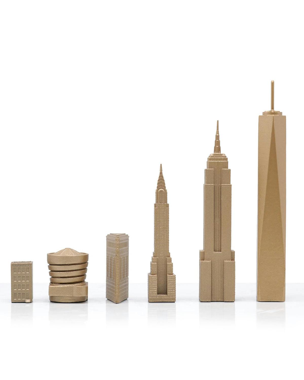 Chess Set Luxury Bronze NEW YORK with New York  Map Board