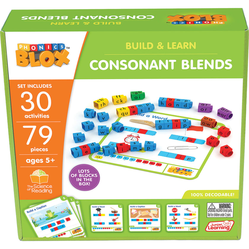 Junior Learning: Rainbow Phonics Blox: Consonant Blends - Phase 4 - Build & Learn