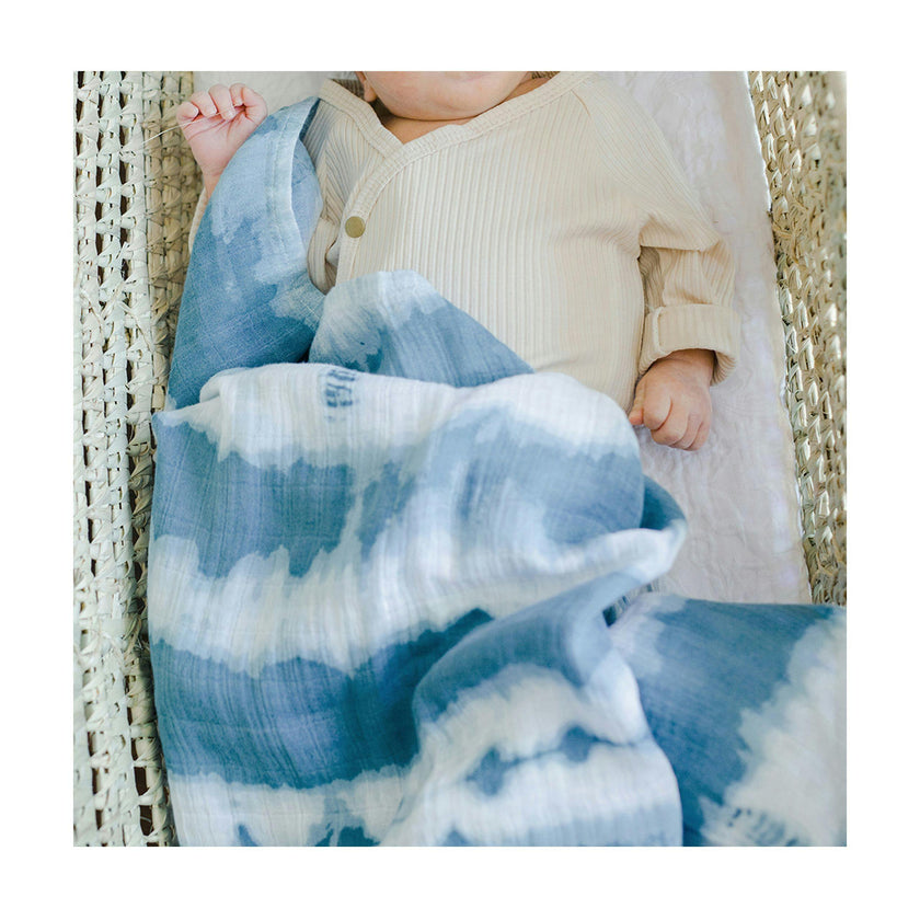 Caspian Cotton Muslin Swaddle Blanket Set (Ocean, Set of 2)