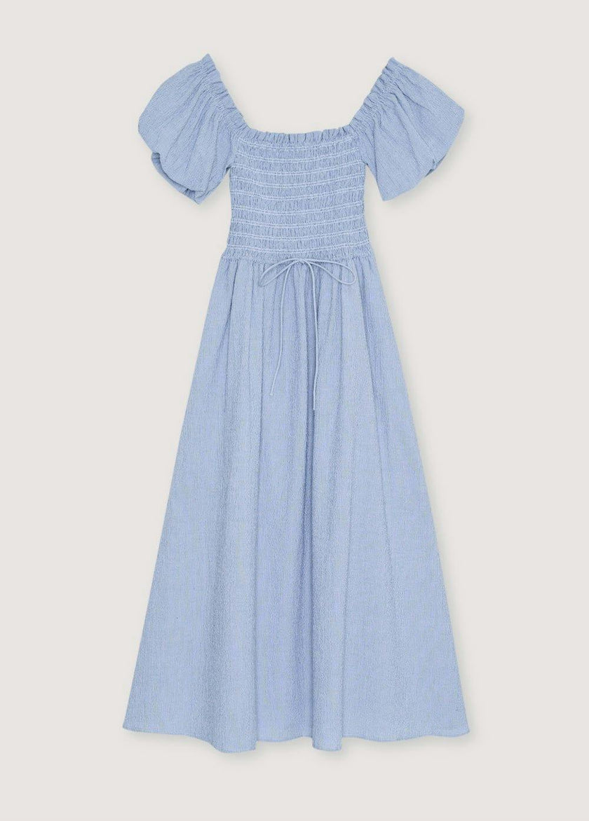 Cloe Woman Dress Summer Midnight Pinstripes