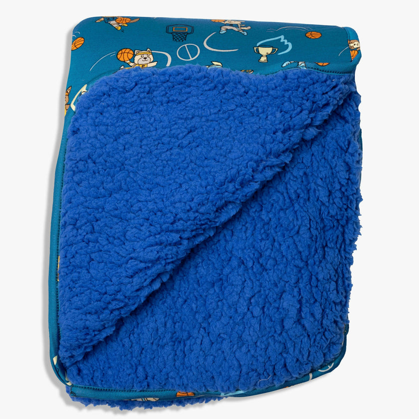 Basketball Pups Bamboo Sherpa Blanket