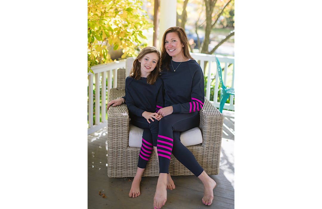 Kids Navy Cropped Sweatshirt with Magenta Stripes
