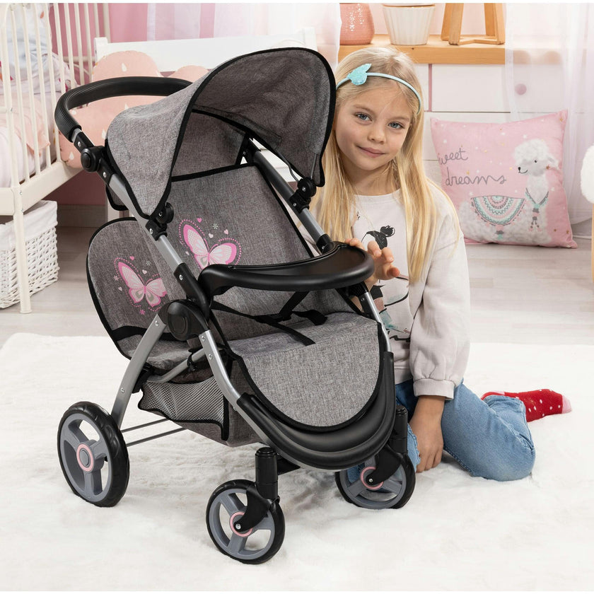 Bayer Design Dolls: Twin Star Stroller - Grey