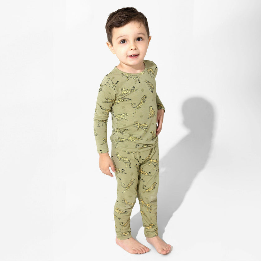 Sage & Spots Leopard Bamboo Kids Pajamas