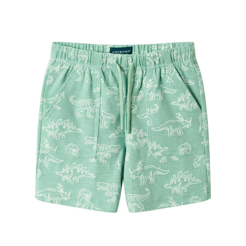 Boys Printed Henley Set | Green Dino