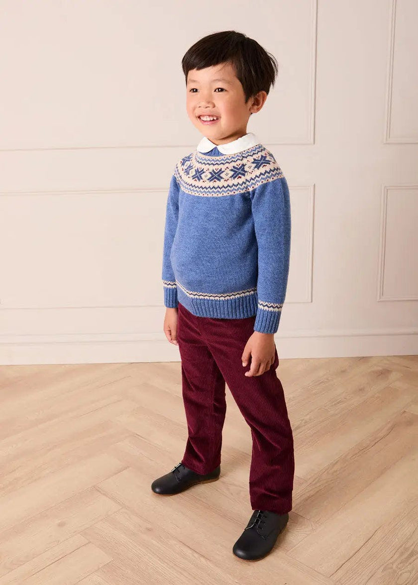 Classic Fair Isle Jumper in Blue (18mths-10yrs)