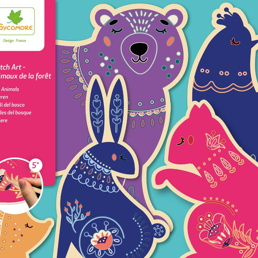Pockets - Scratch Art Wooden Animals - 5y+