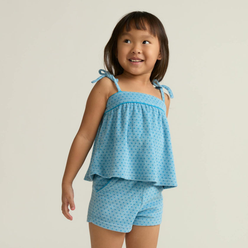 girls le marin dot french terry tie top and short set