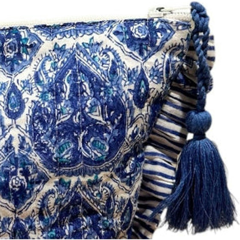 La Plage Ruffle Pouch Blue Paisley