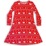 Polar Isle Red Bamboo Girls' Long Sleeve Dress