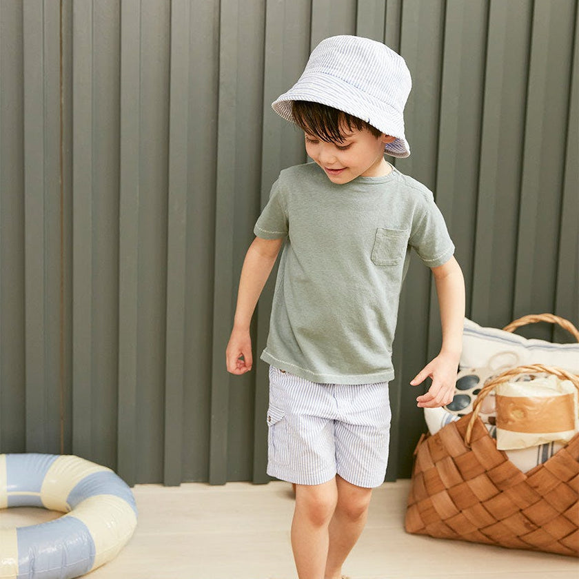 Blue Seersucker Bucket Hat