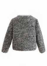 Gray Bouclé Jewel-Collar Jacket