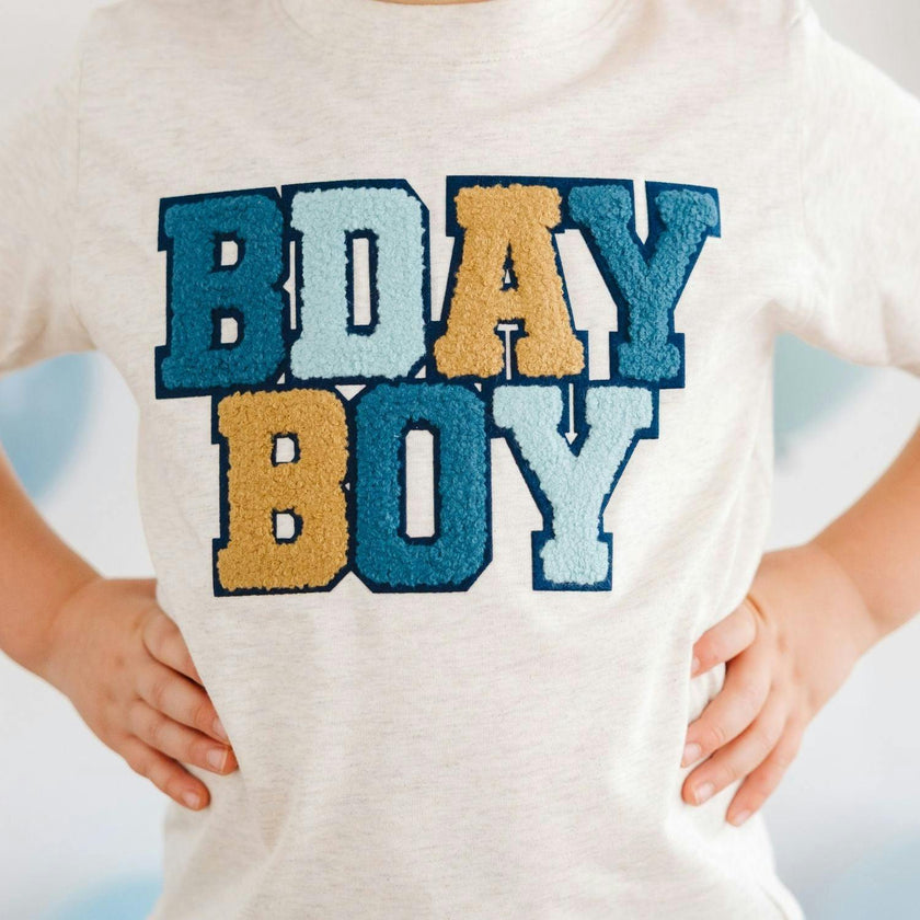 Birthday Boy Patch Short Sleeve T-Shirt - Natural Heather