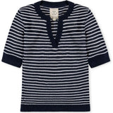 Organic V-Neck Short Sleeve Sweater, Blue