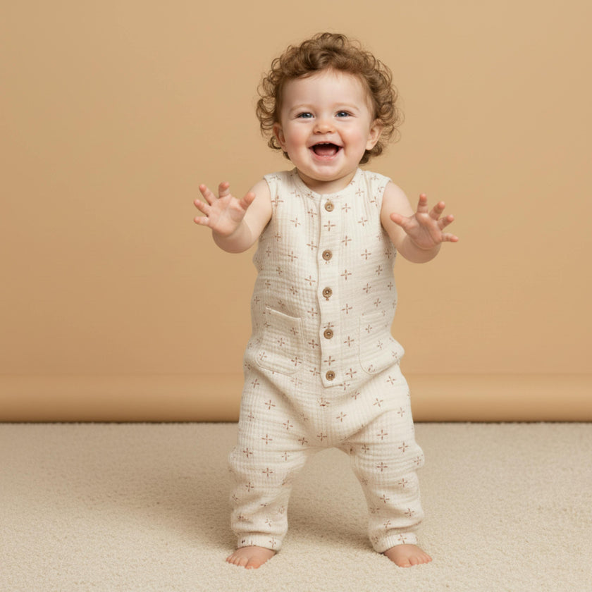 Organic Buttoned Jumpsuit - Cross