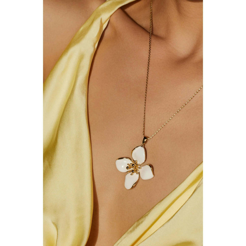 Large Iris Blossom Pendant Neckalce