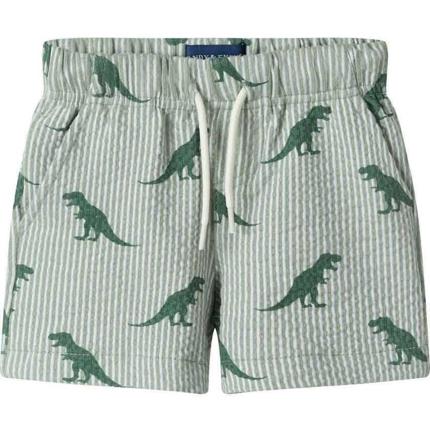 Infant Boys Short Sleeve Cabana Set | Green Stripe Dino