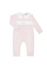 Pink Herringbone Embroidered Playsuit