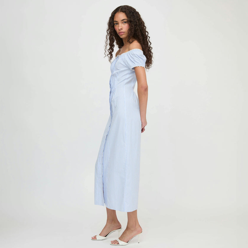 The Madison Dress - Blue/White Stripe
