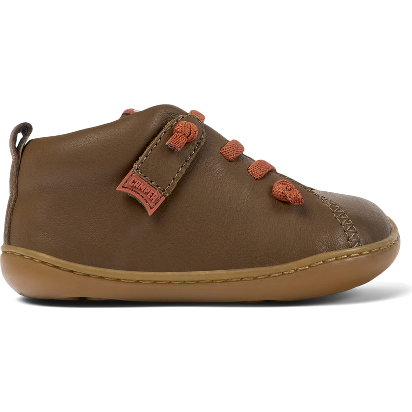 Peu Cami Hook-N-Loop Closure Leather Shoes, Brown