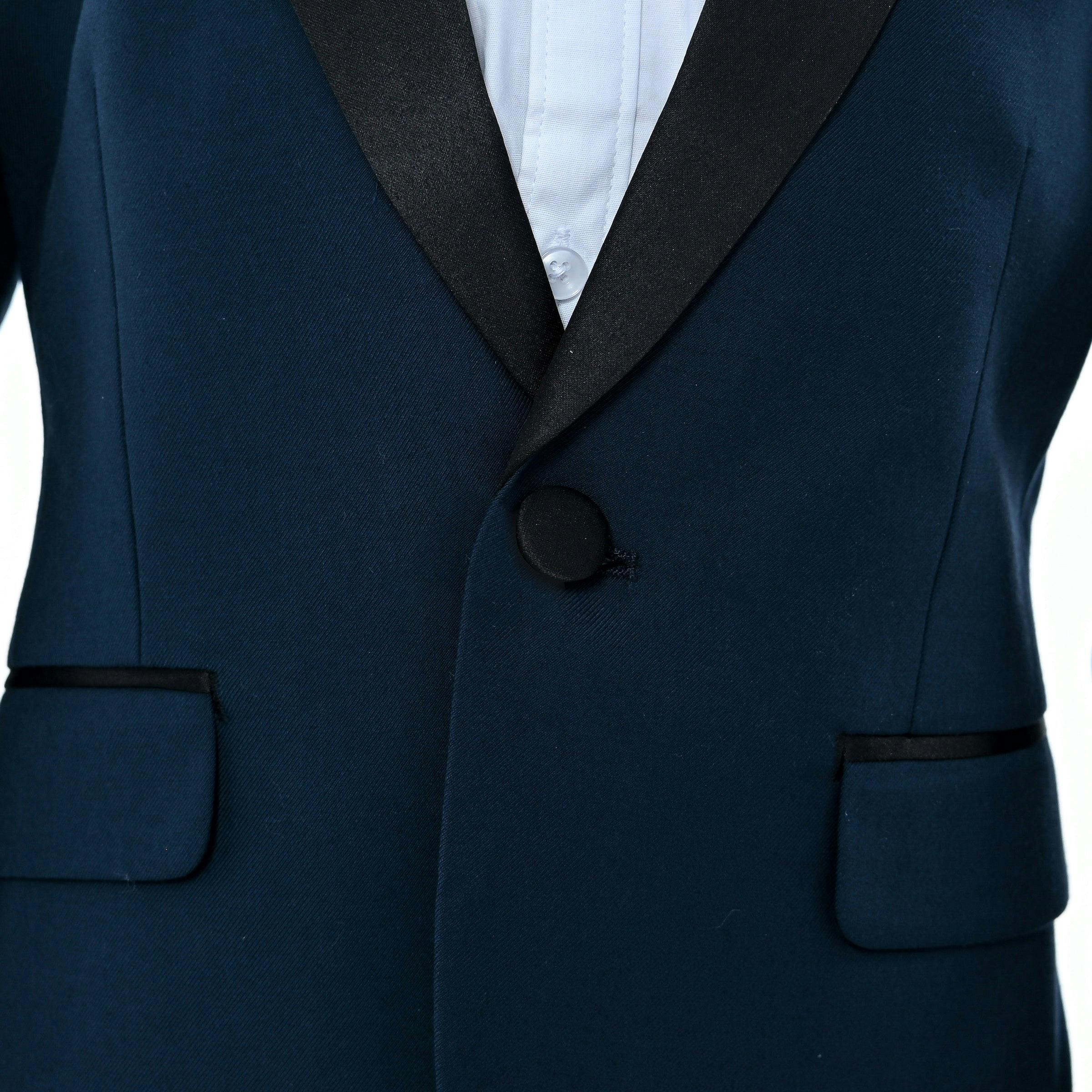 Navy Shawl Lapel Wool Suit