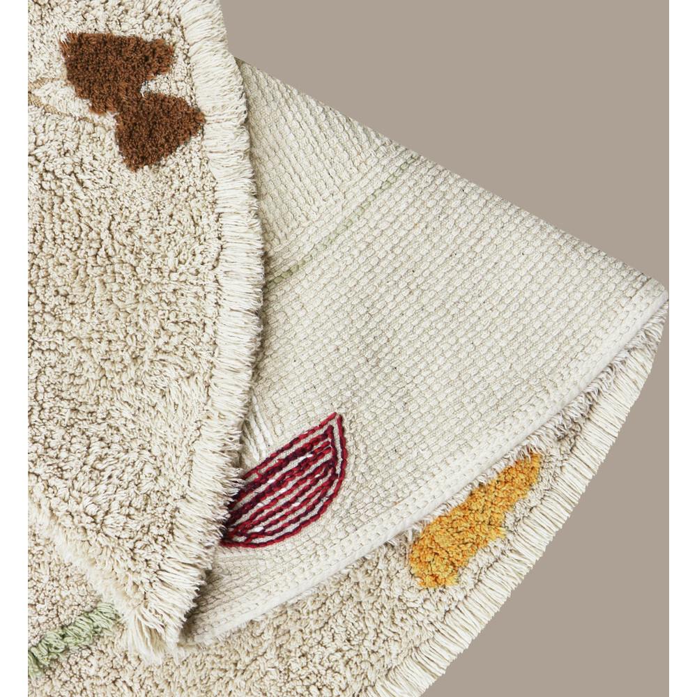 Chanterelle & Morel Mushrooms Round Washable Rug