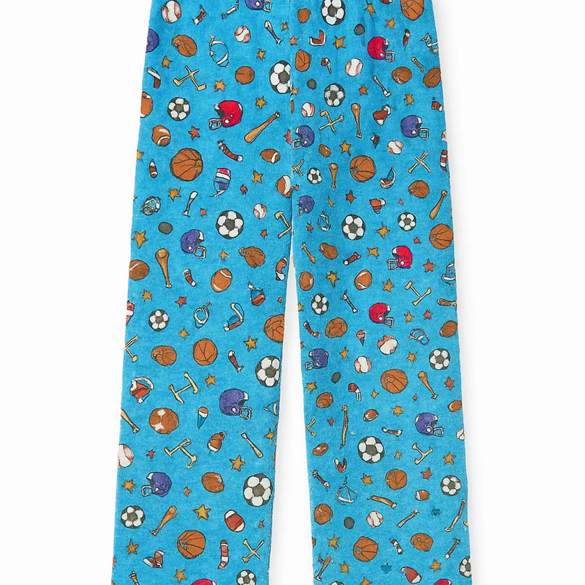 Boy's Blue Sports Printed Plush Loungewear Pant