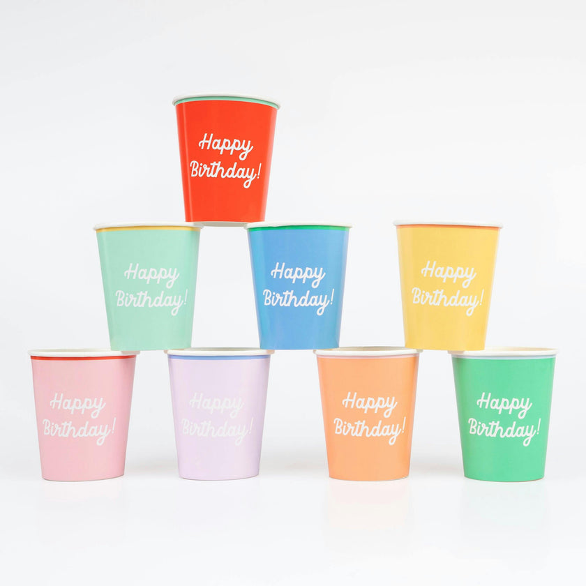 Mixed Happy Birthday Cups