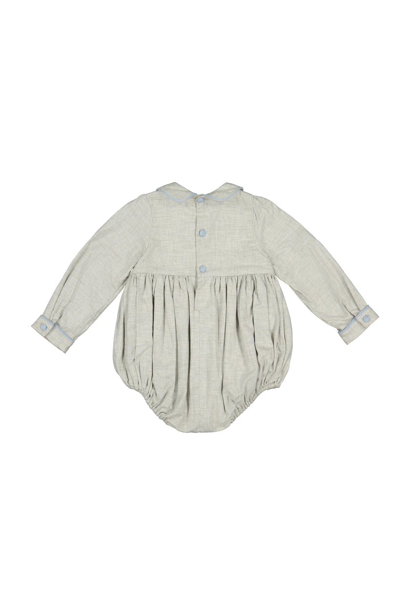 AMBRE FLANNEL GREY SMOCKED ROMPER