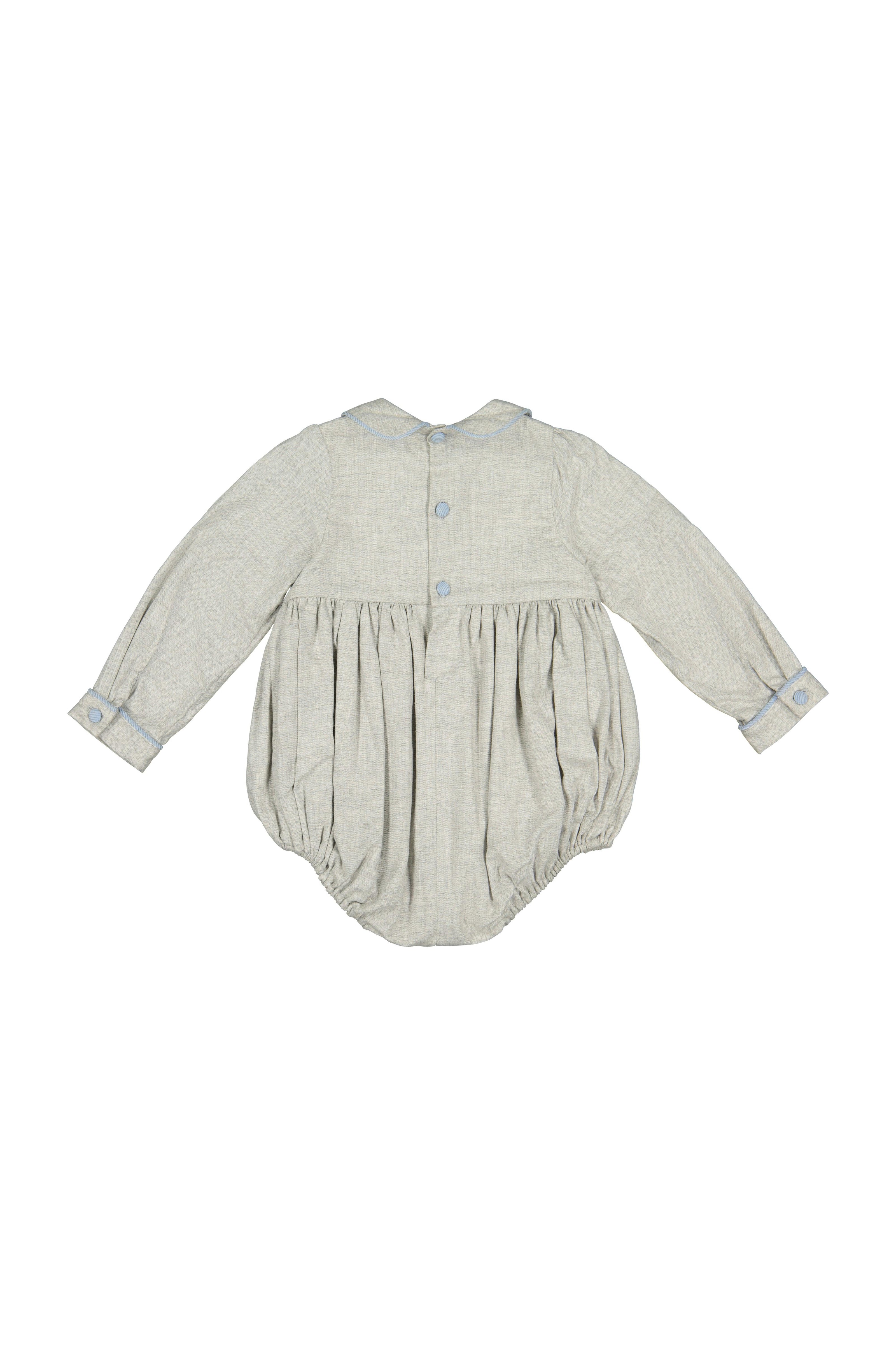 AMBRE FLANNEL GREY SMOCKED ROMPER