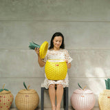 Handcrafted - Pineapple Storage Basket Yellow (Medium) - Rattan Wicker
