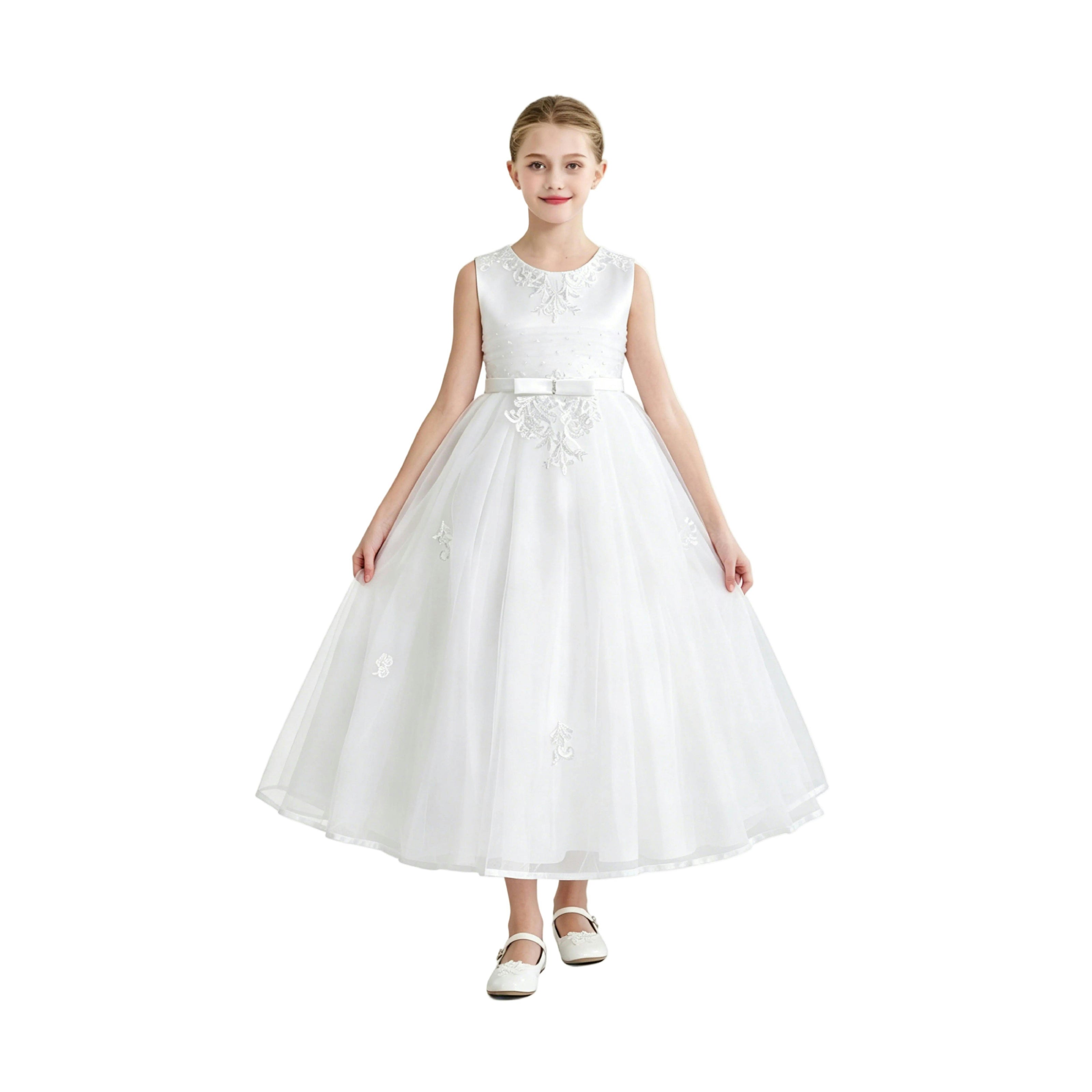 White Azalina Satin Tulle Dress