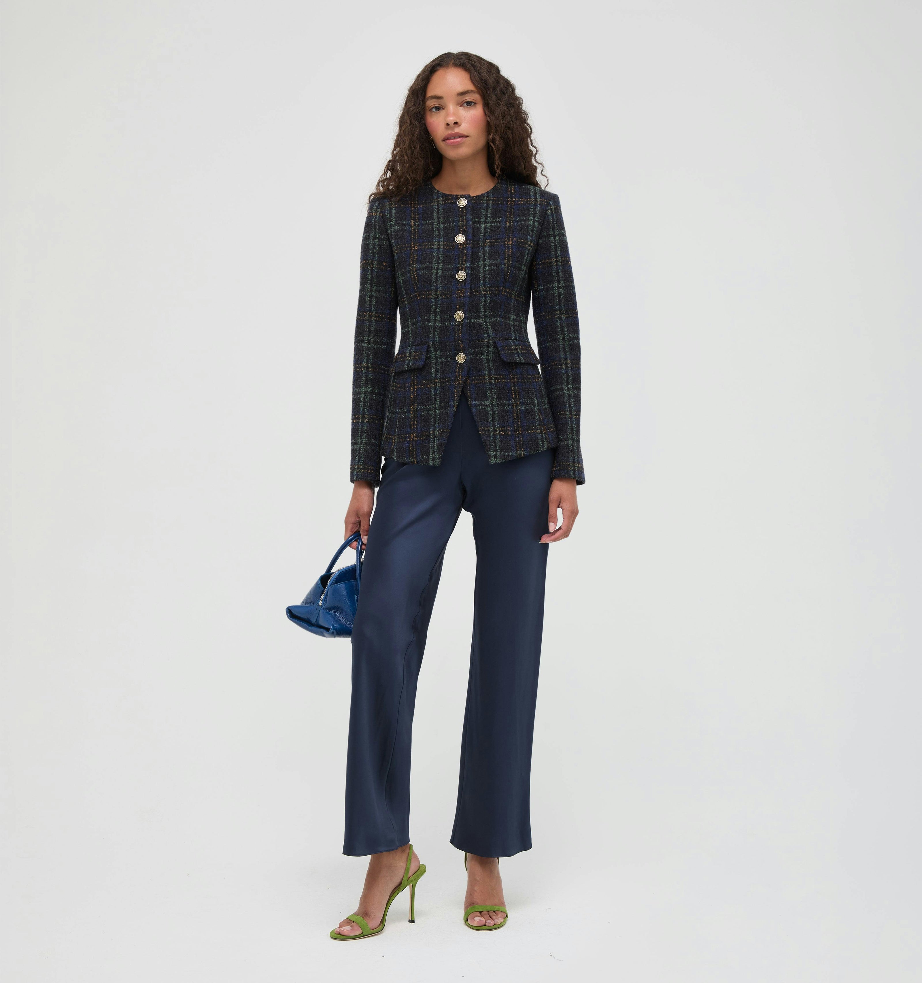 The Warby Coat -  Navy Tartan