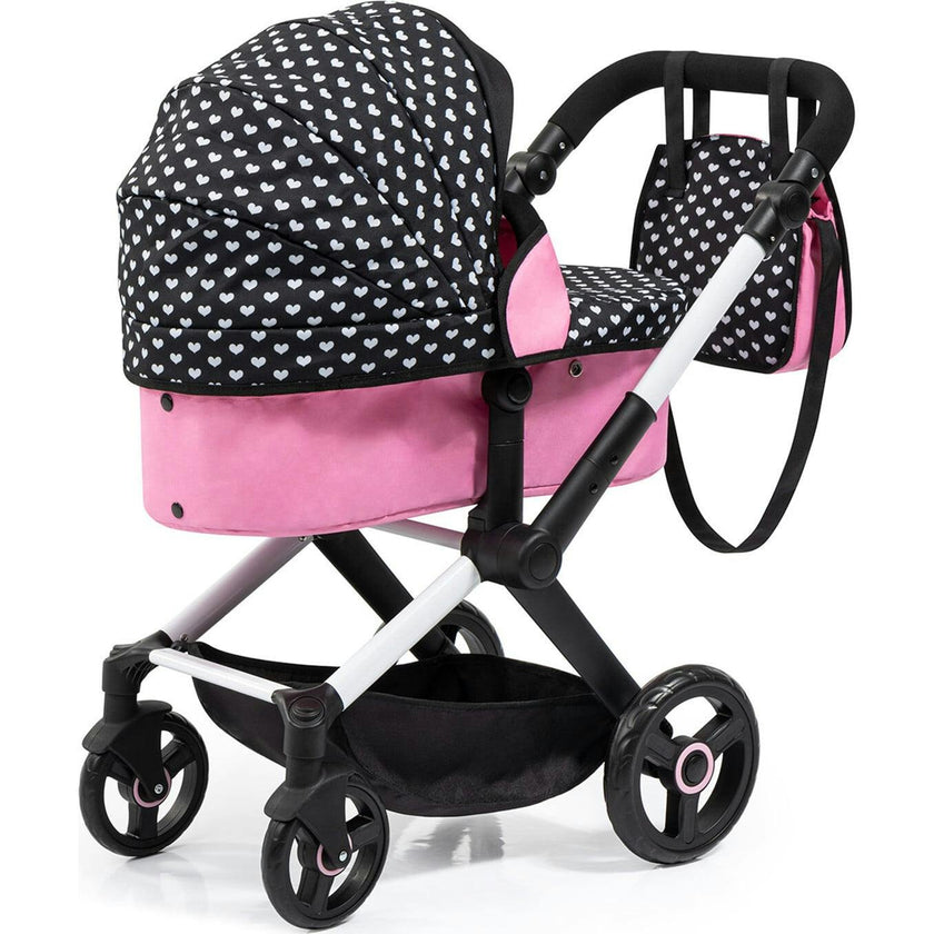 Bayer Design Dolls: Pram Xeo - Hearts Black & Pink