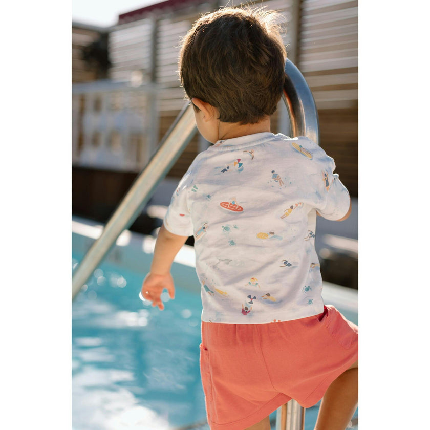 Crew Neck Dropped Shoulder T-Shirt, Multi