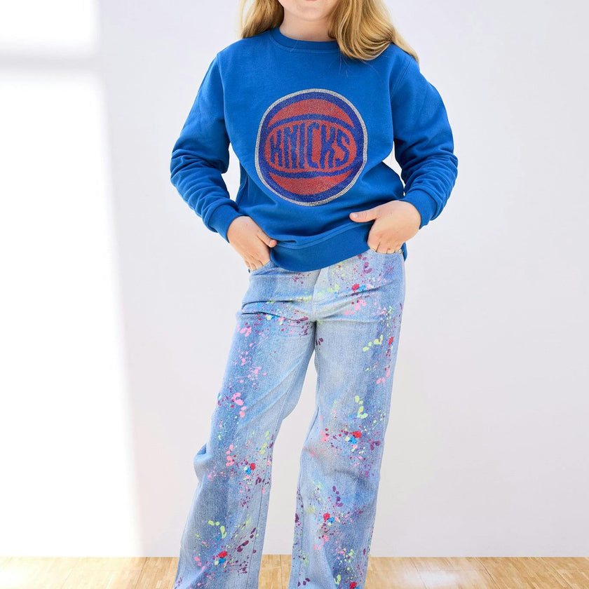 New York Knicks Basketball Girls Crew in Blue Gems