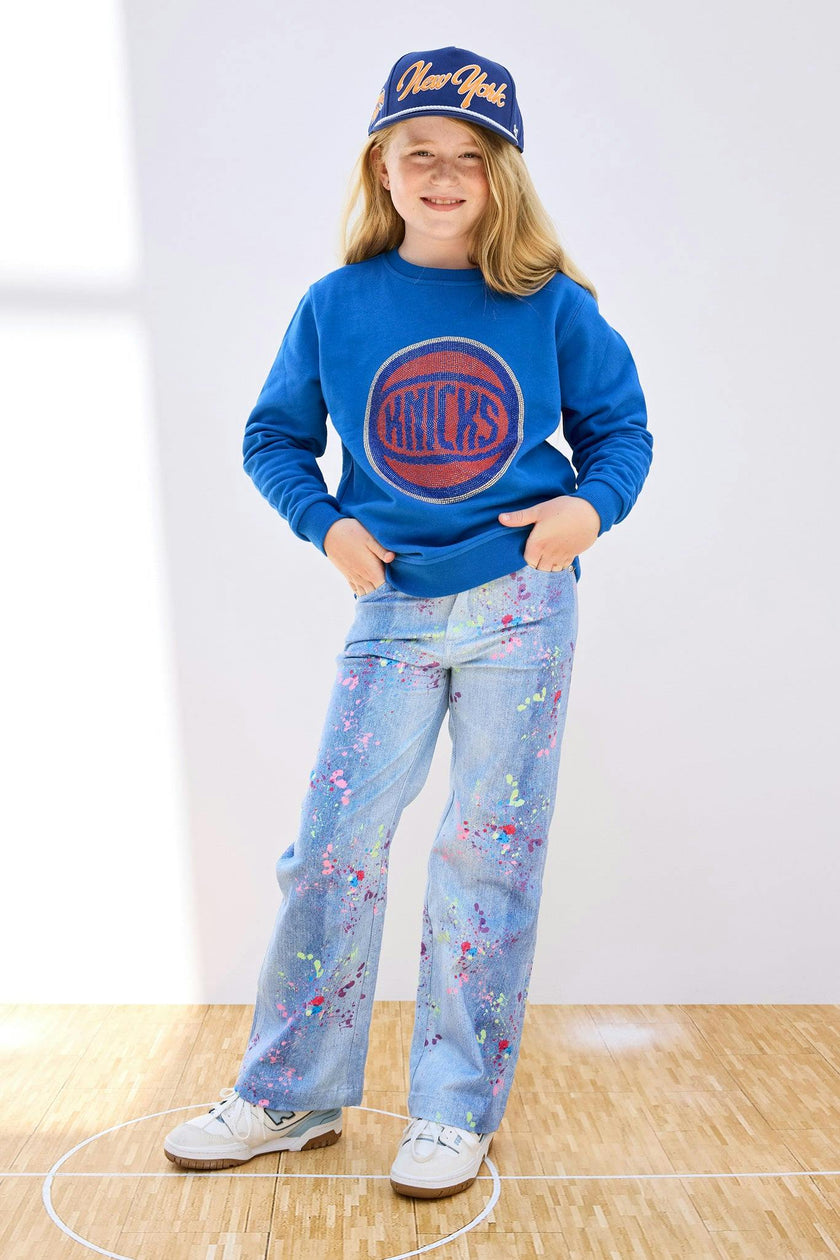 New York Knicks Basketball Girls Crew in Blue Gems