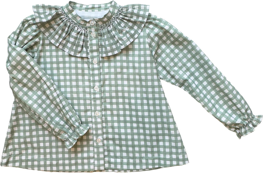 Molly Anne Top in Field Check Sage