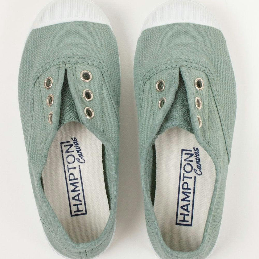 Hampton Canvas Plum Plimsolls in Olive