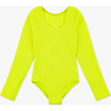 Crinkle Long Sleeve One Piece Swimsuit, Lime
