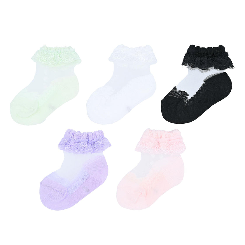 Lace Trim Veil Socks Set