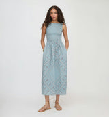 The Cosima Nap Dress - Dusty Blue Gemstone Mosaic Scarf