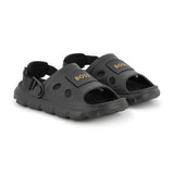 Black BOSS Patch Sandals